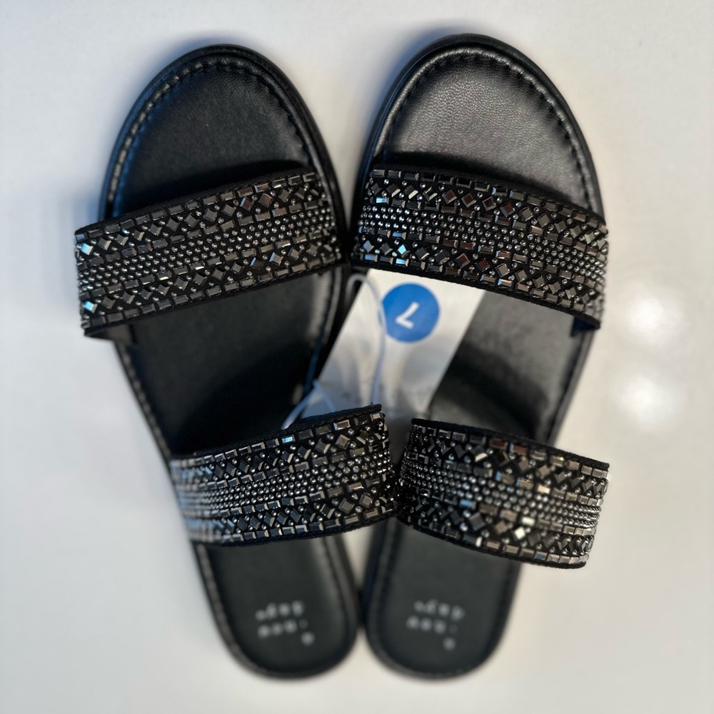 NEW With Tags A New Day Women's Kersha Embellished Slide Sandals Black 

Size 7